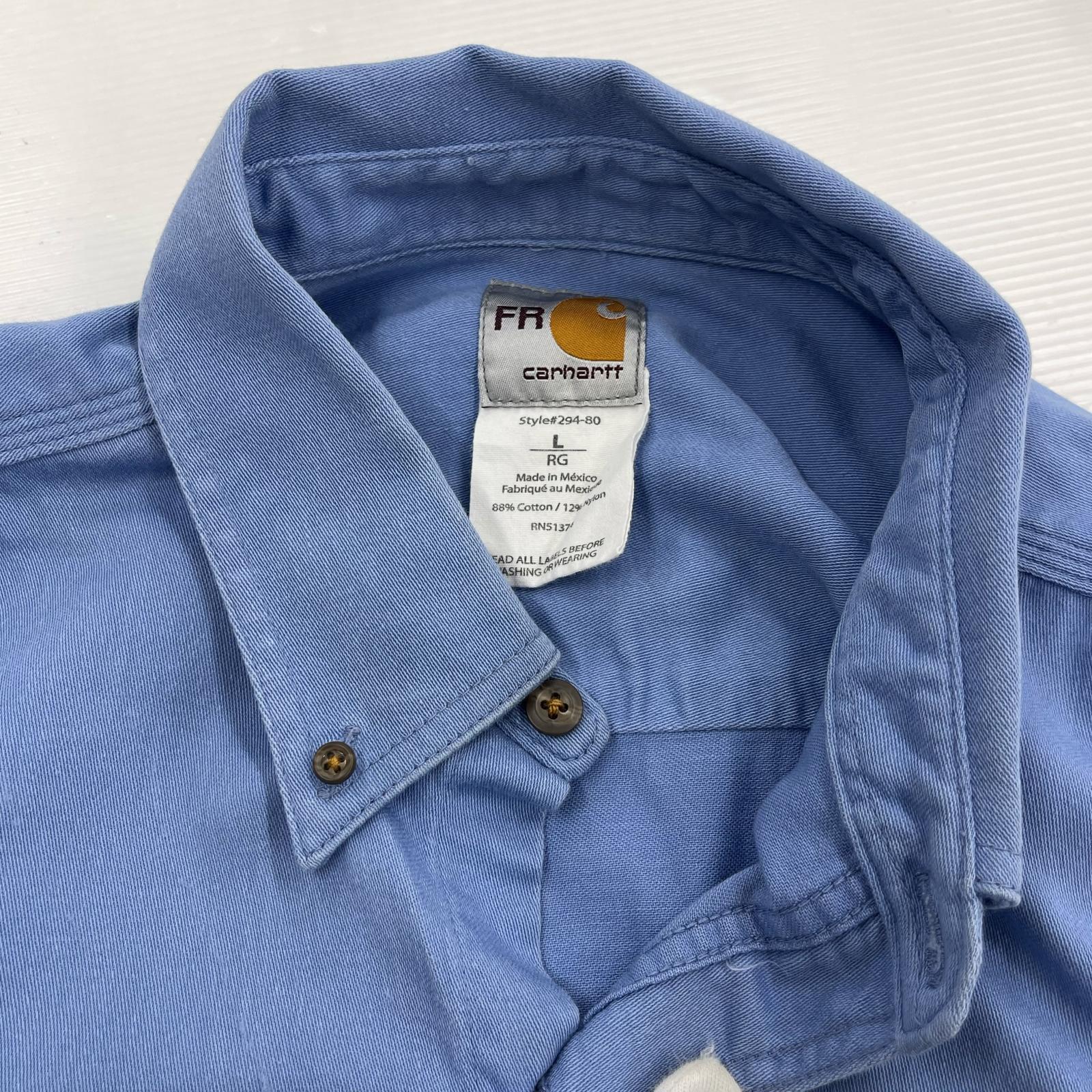 長袖シャツ Carhartt FR ワークシャツ ワッペン 青 (L) L