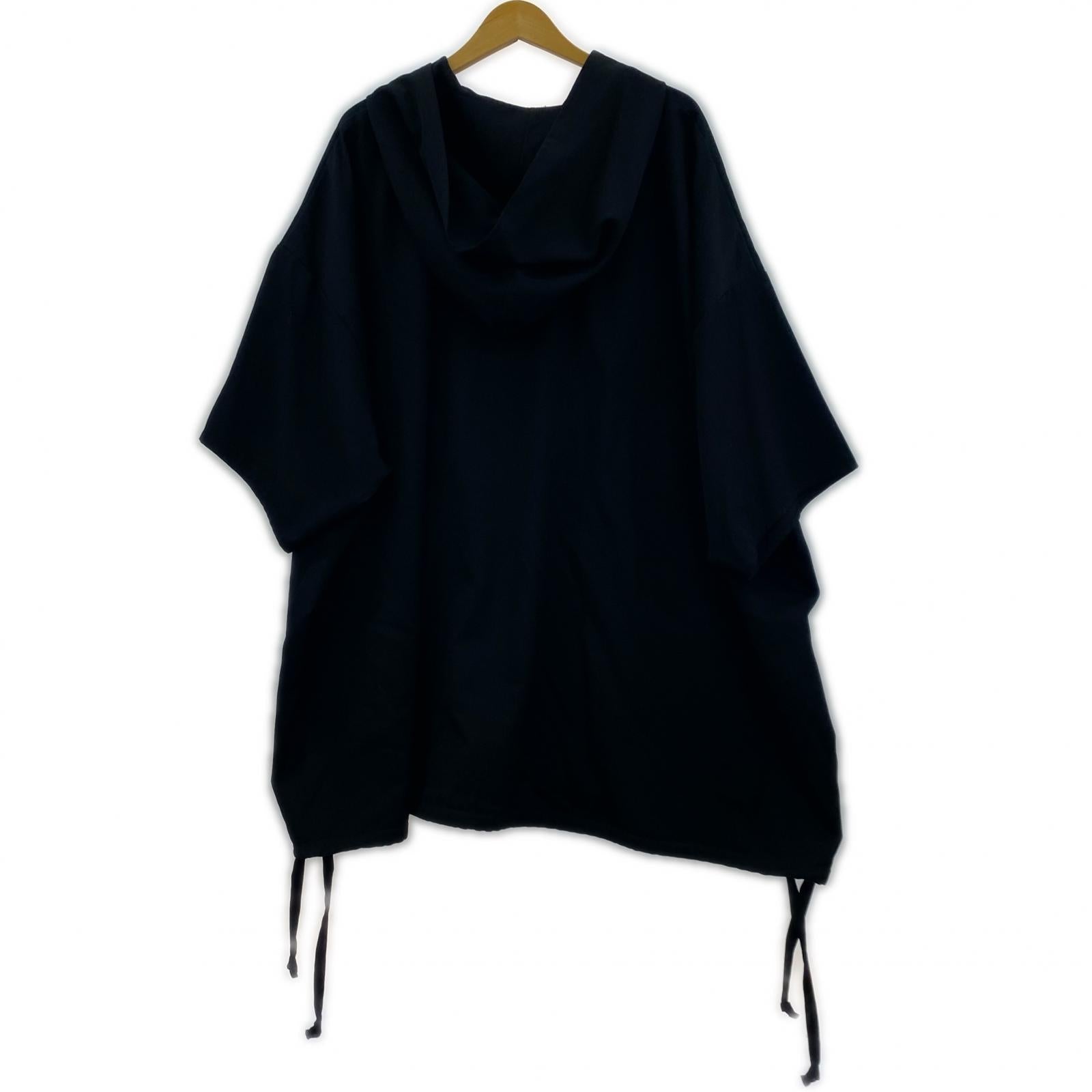 パーカー BISHOOL ウールギャバ 半袖パーカー 黒 F ブラック