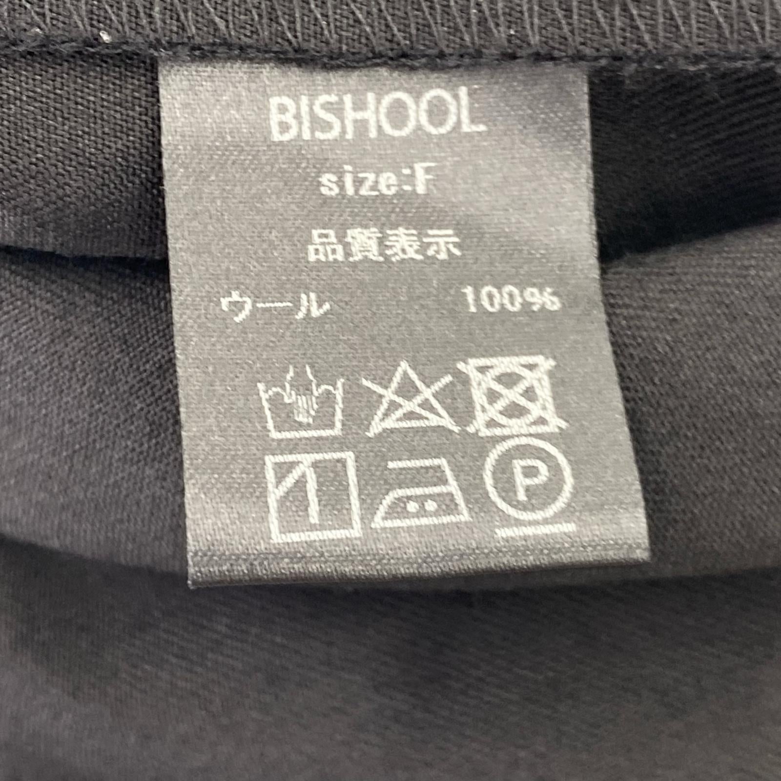 パーカー BISHOOL ウールギャバ 半袖パーカー 黒 F ブラック
