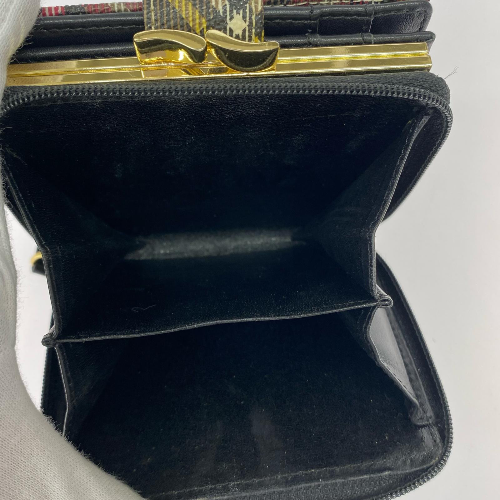 コンパクトウォレット タータンチェック 二つ折り財布 がま口 マルチカラー