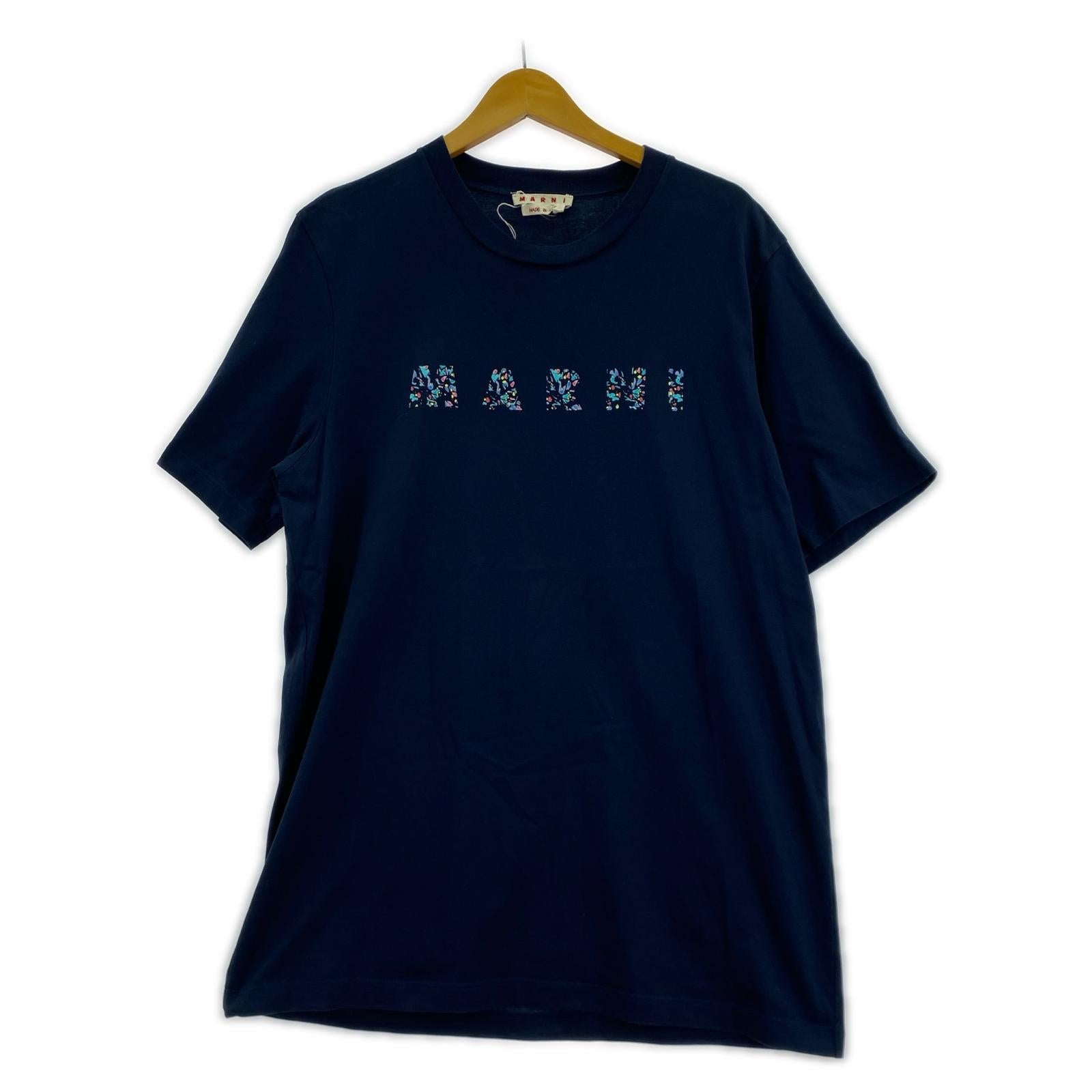半袖Tシャツ マルニ Tシャツ メンズ ロゴ 半袖 ブランド フラワーモチーフ-52 52 ネイビー