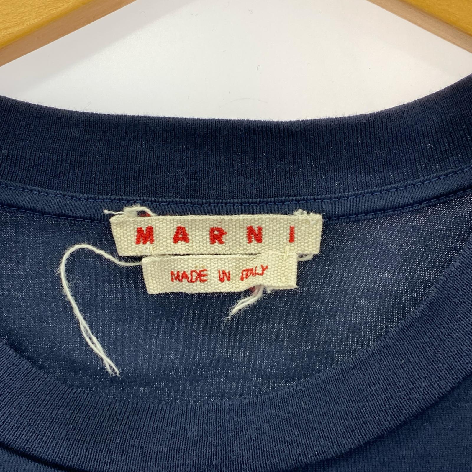 半袖Tシャツ マルニ Tシャツ メンズ ロゴ 半袖 ブランド フラワーモチーフ-52 52 ネイビー
