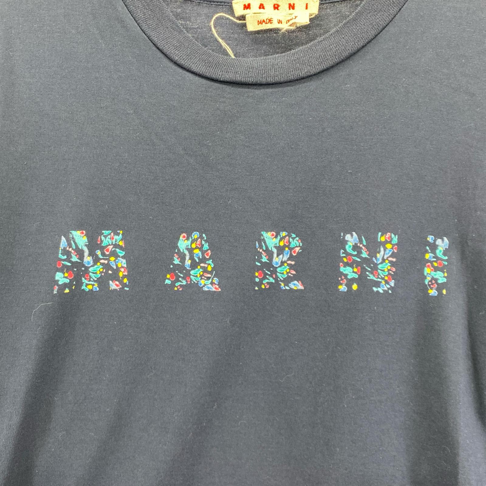 半袖Tシャツ マルニ Tシャツ メンズ ロゴ 半袖 ブランド フラワーモチーフ-52 52 ネイビー