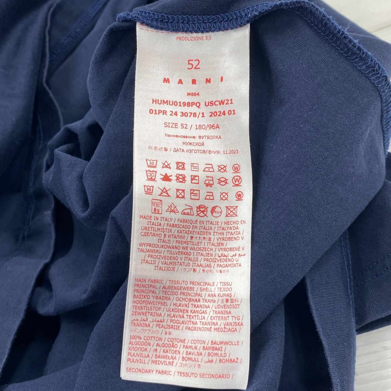 半袖Tシャツ マルニ Tシャツ メンズ ロゴ 半袖 ブランド フラワーモチーフ-52 52 ネイビー