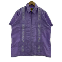 半袖シャツ GUAYABERA キューバシャツ 紫 パープル