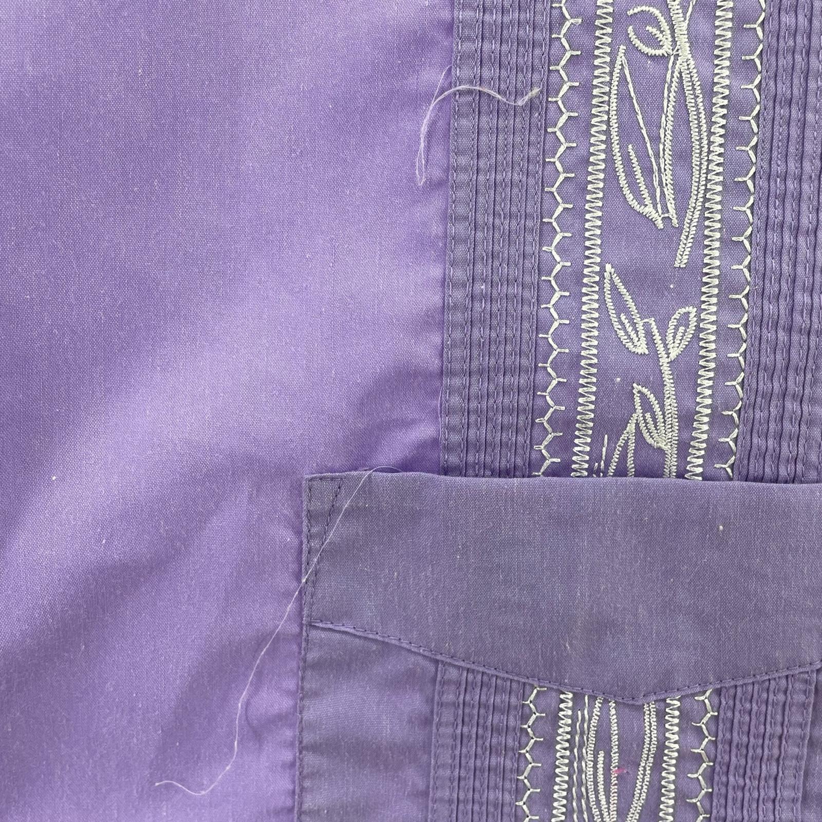 半袖シャツ GUAYABERA キューバシャツ 紫 パープル