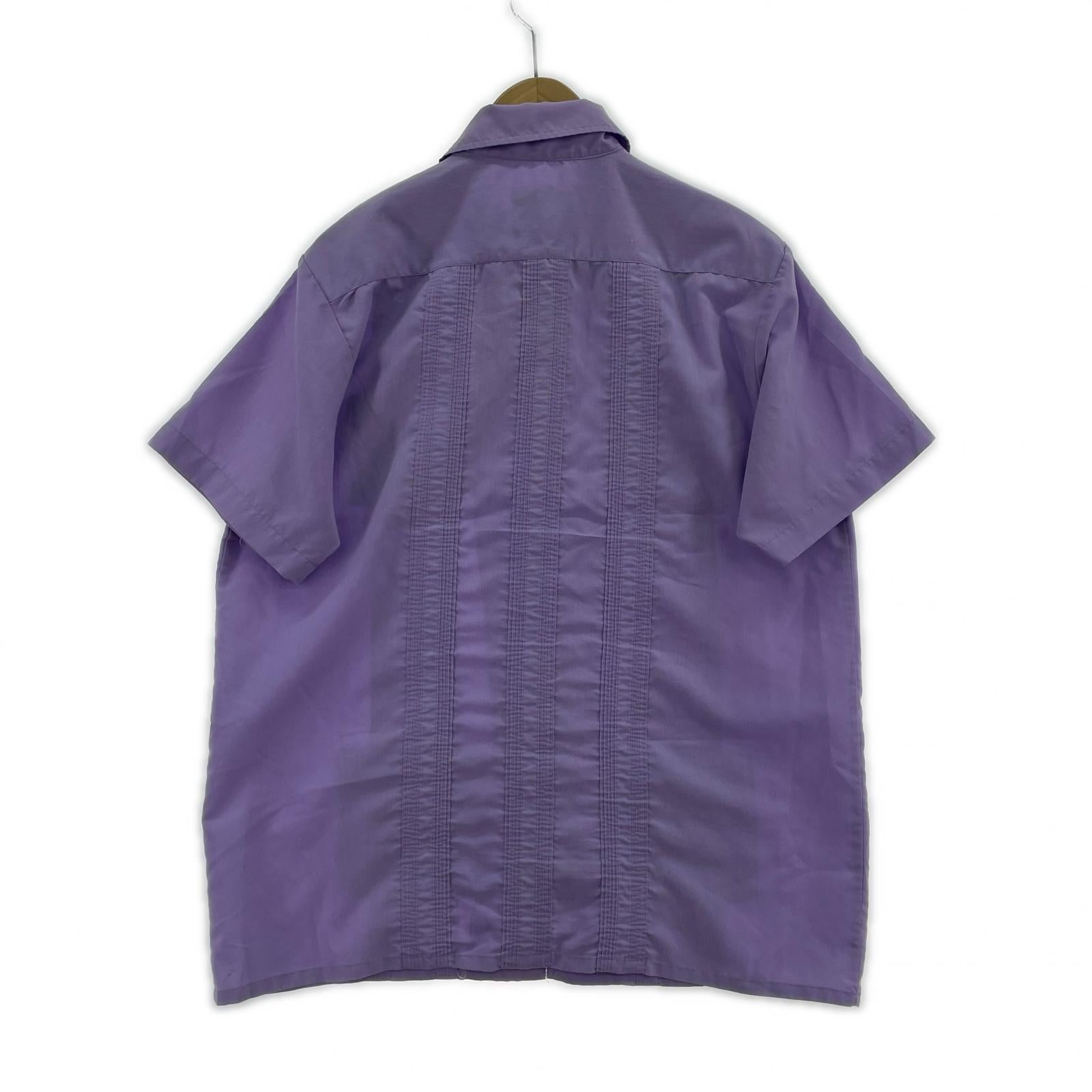 半袖シャツ GUAYABERA キューバシャツ 紫 パープル