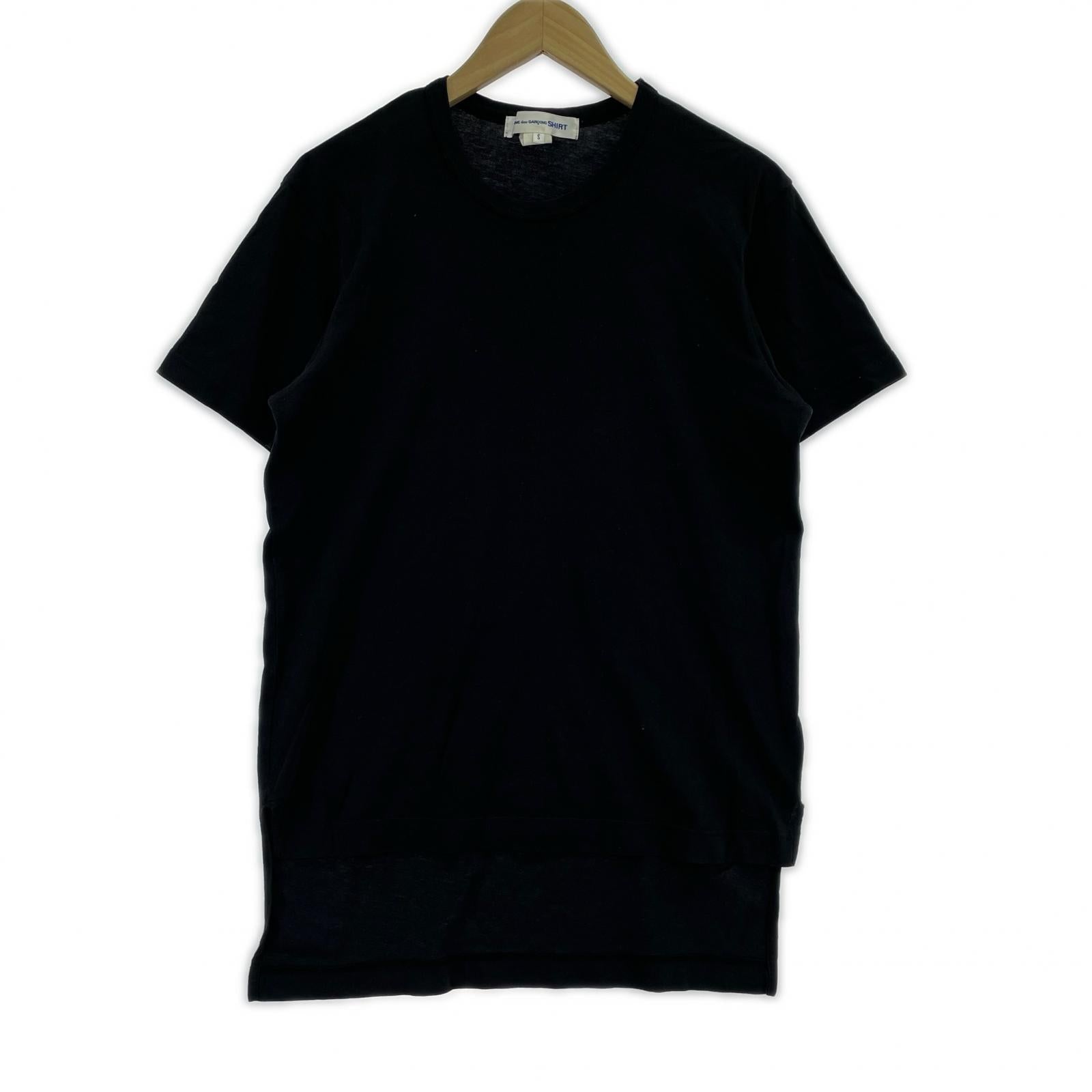 半袖Tシャツ SHIRT Front and back asymmetric T-shir 黒 S ブラック