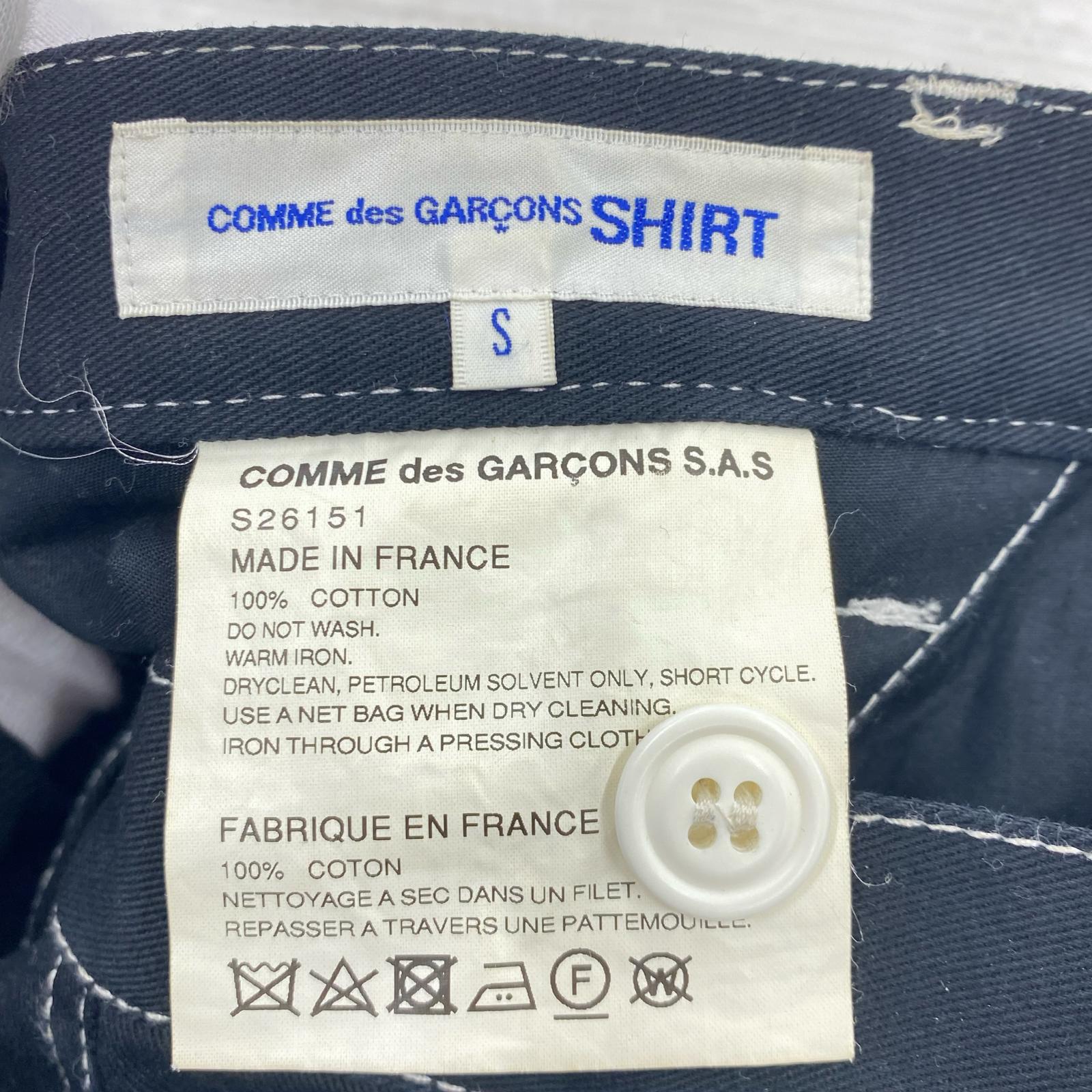 パンツ SHIRT ホワイトステッチクロップドパンツ 黒 S ブラック