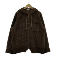 パーカー STEAF TRIBE WEAVING HOODIE ニットジップパーカー 茶 L ブラウン