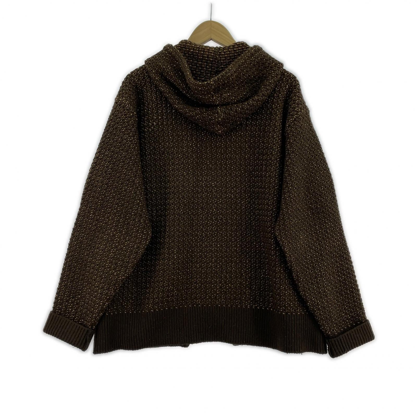パーカー STEAF TRIBE WEAVING HOODIE ニットジップパーカー 茶 L ブラウン