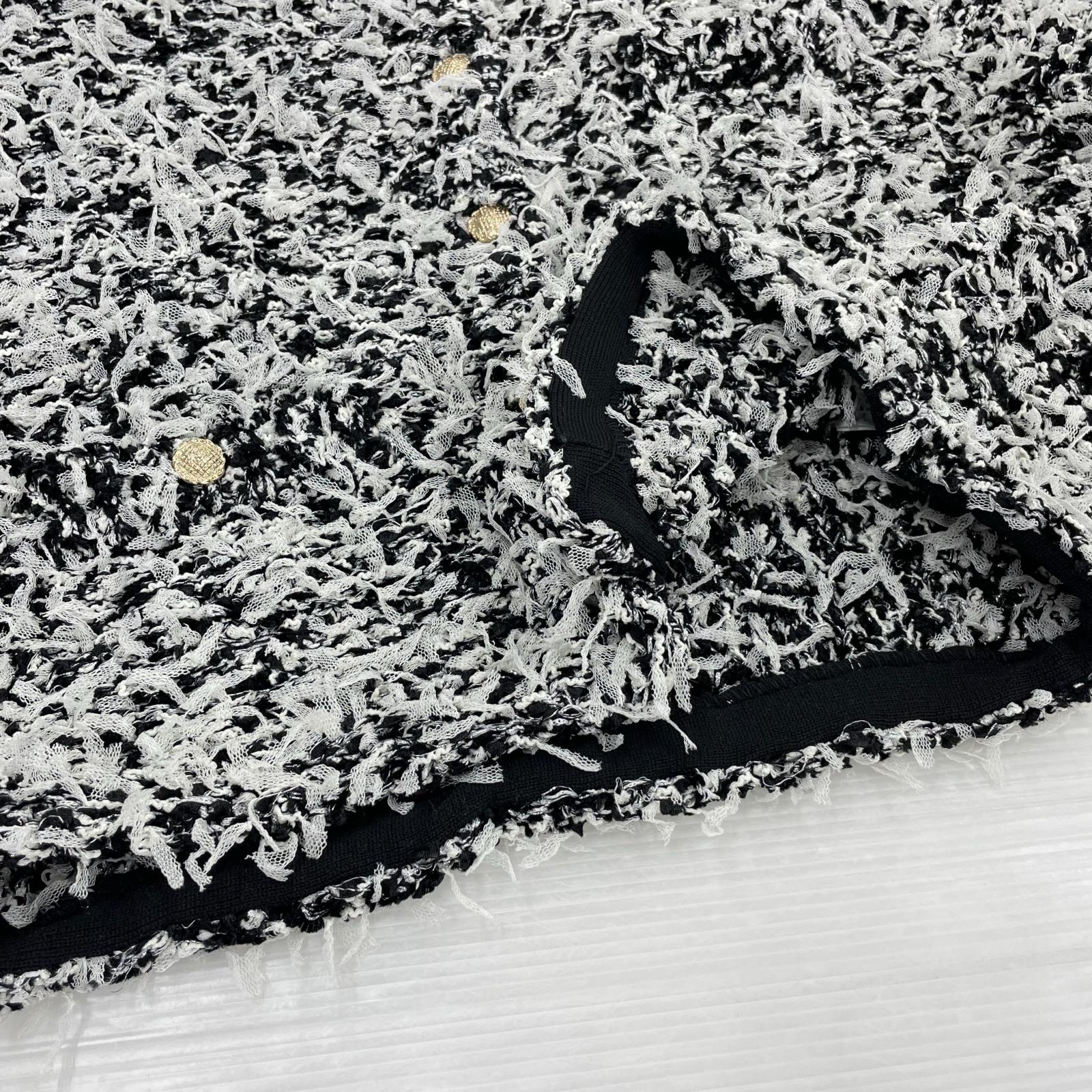 カーディガン ミックスツイードライクニットカーディガン ブラック