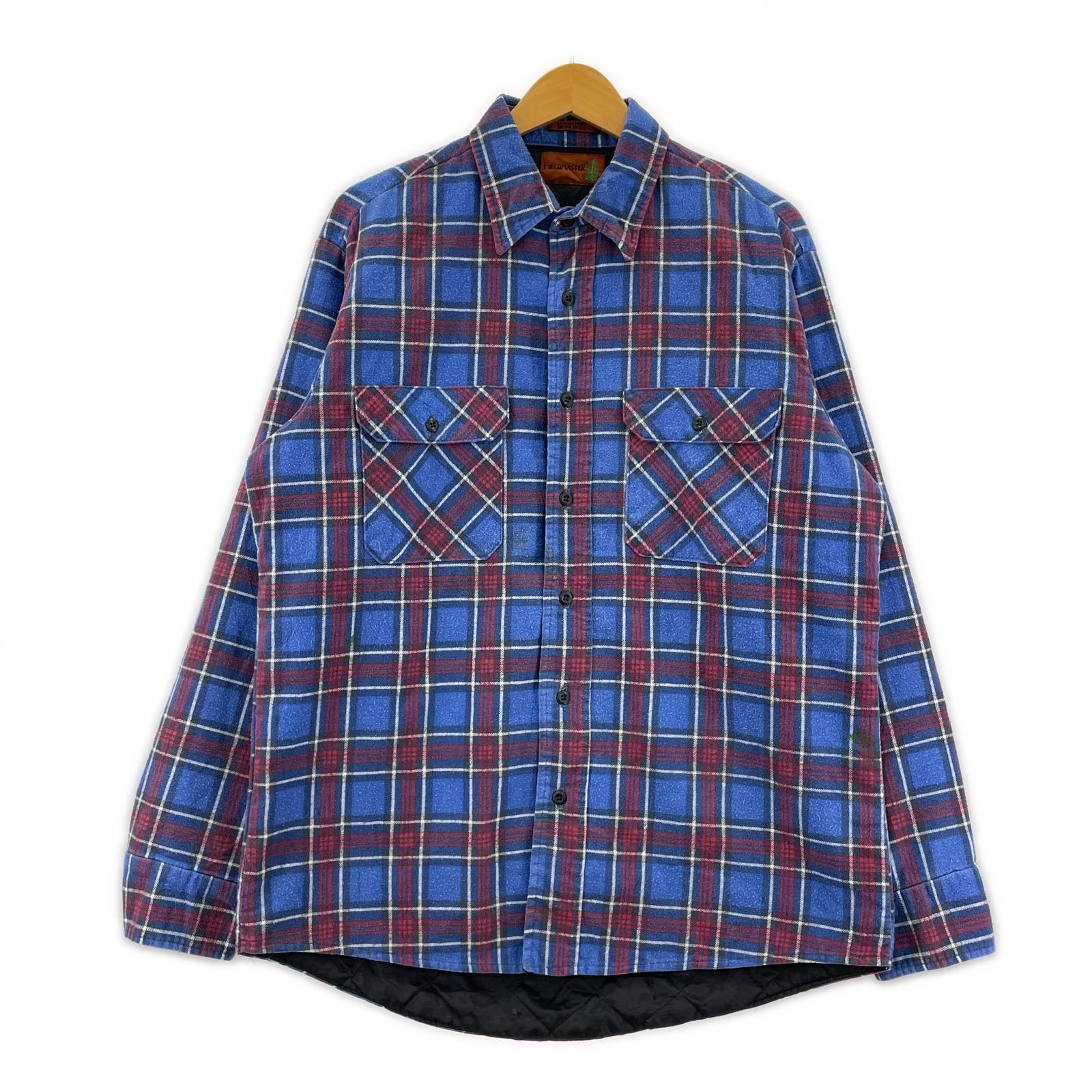 長袖シャツ 90s頃 FIELDMASTER 裏キルティングネルシャツ L ブルー