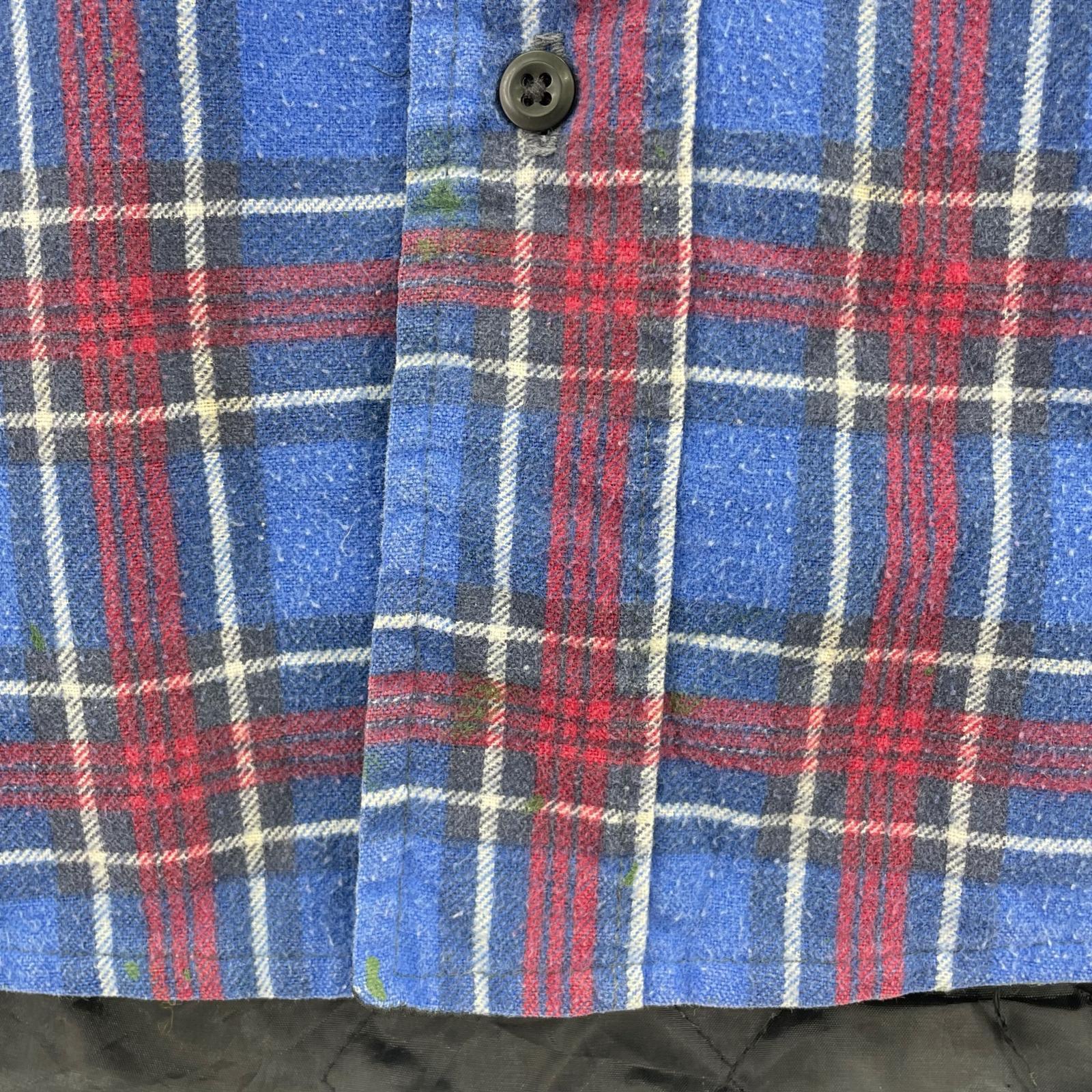 長袖シャツ 90s頃 FIELDMASTER 裏キルティングネルシャツ L ブルー