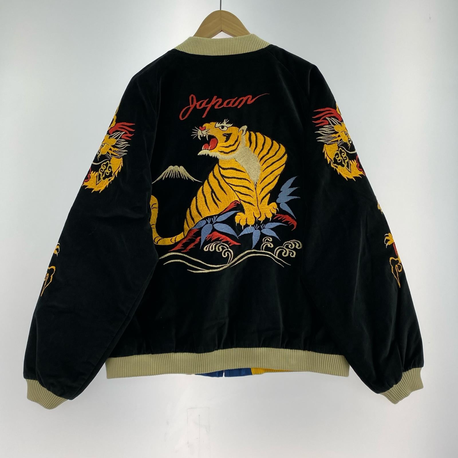 ブルゾン 別珍スカジャン ROARING TIGER×JAPAN MAP-xxxl ブラック