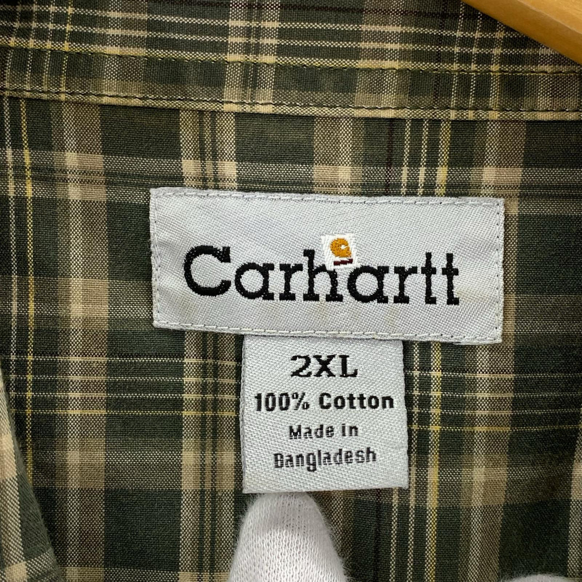 長袖シャツ Carhartt スナップチェックシャツ 緑 (XL) グリーン