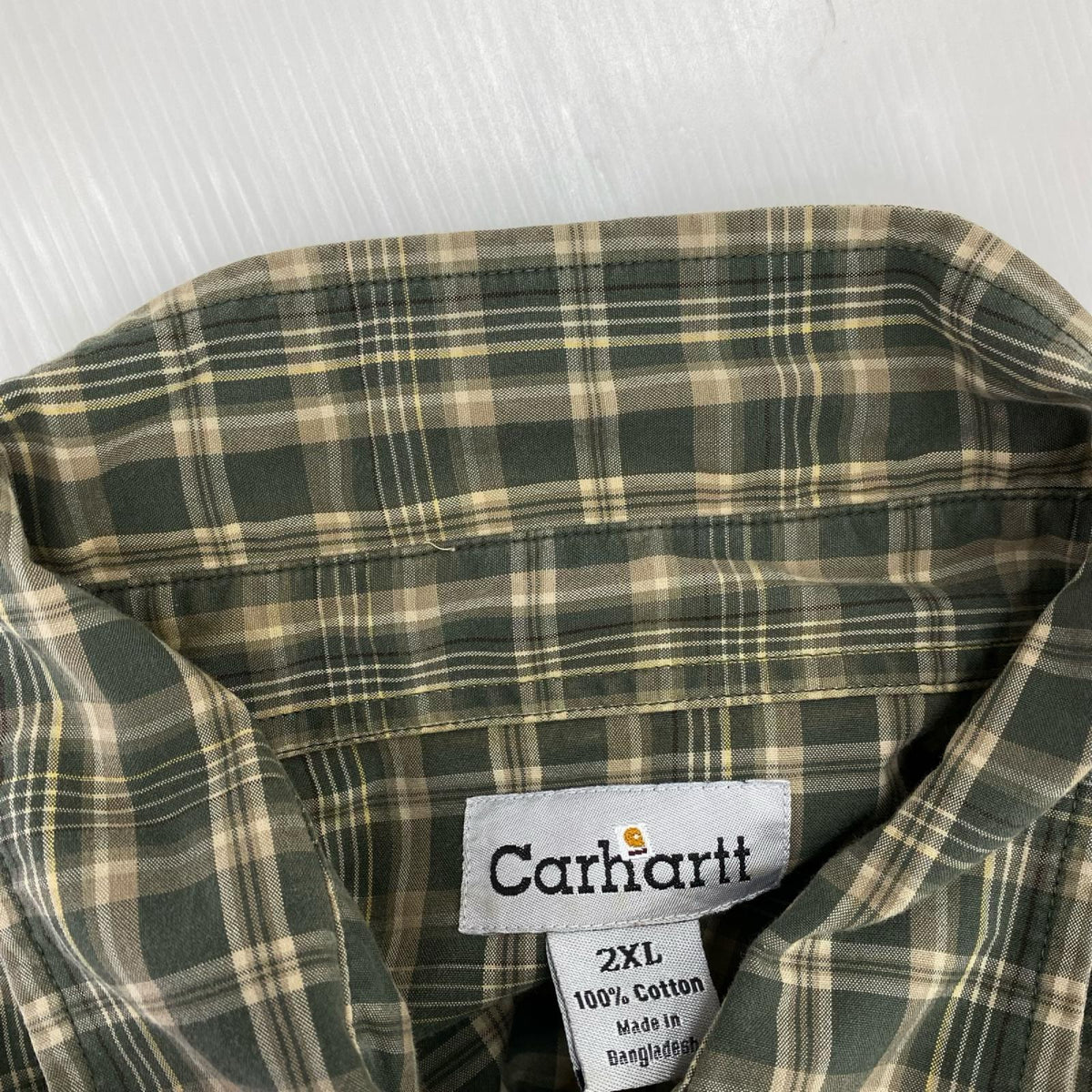 長袖シャツ Carhartt スナップチェックシャツ 緑 (XL) グリーン