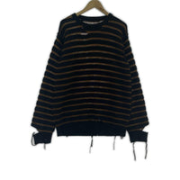 ニット ダメージ加工 ボーダー ニット M