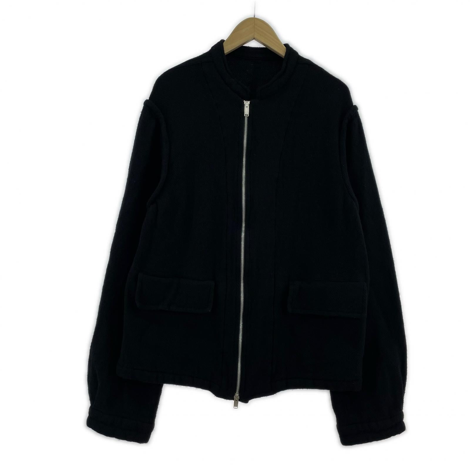ジャケット 26SS ウール縮絨ダブルジップシングルライダースニット 2 ブラック