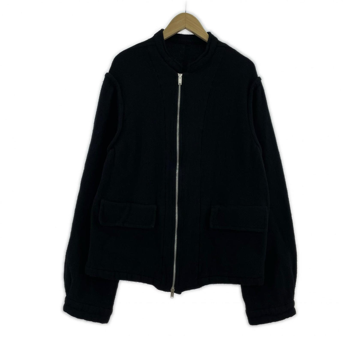 ジャケット 26SS ウール縮絨ダブルジップシングルライダースニット 2 ブラック
