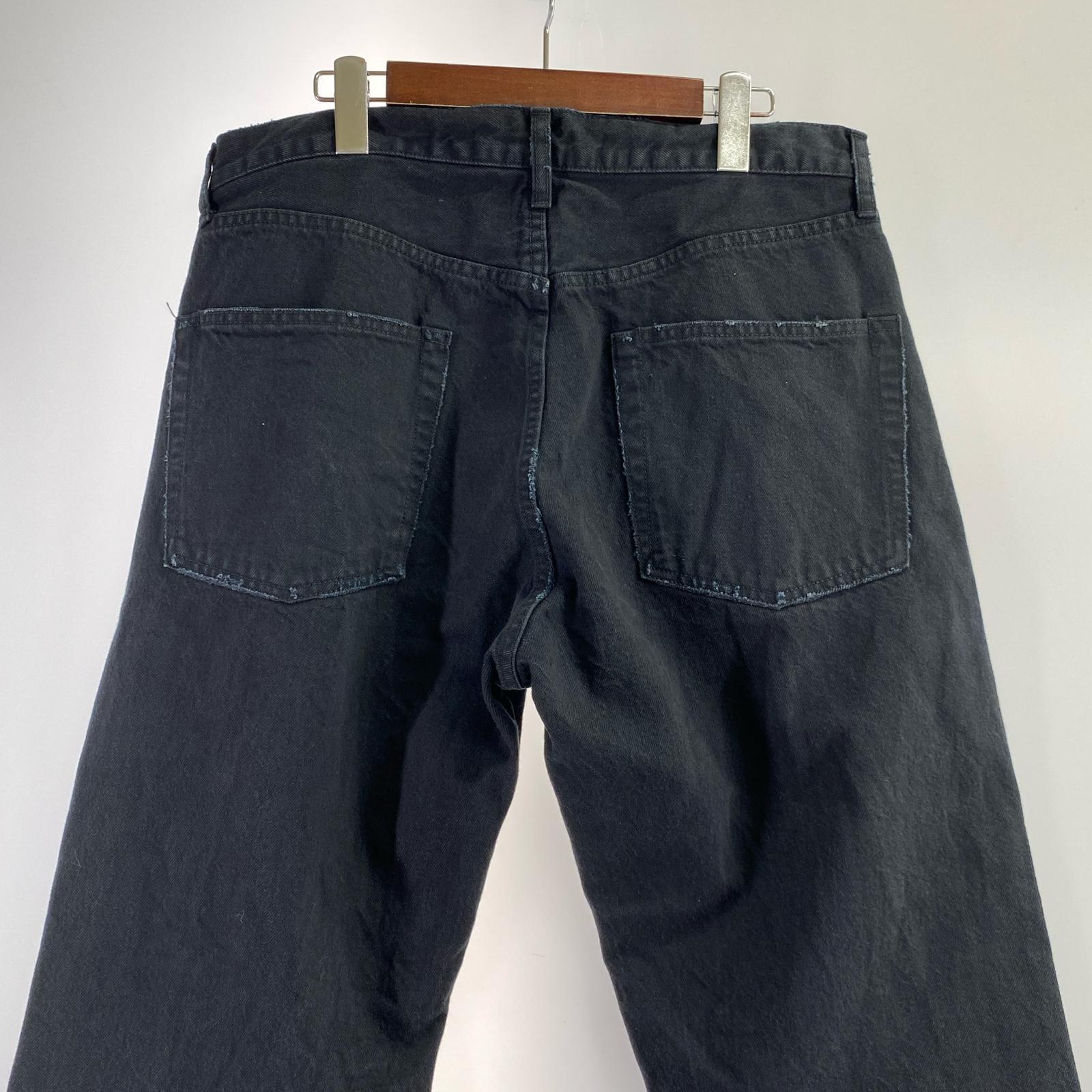 デニムパンツ クラッシュデニム 黒 (実寸35) L ブラック