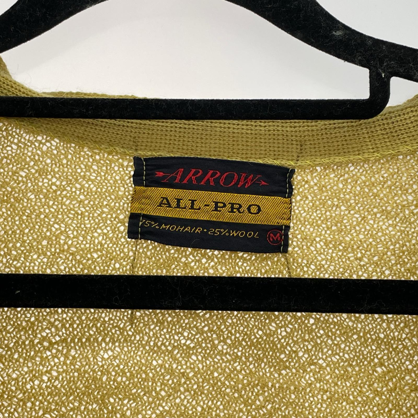 カーディガン 60s ARROW モヘア ウール (M) 黄色 M イエロー
