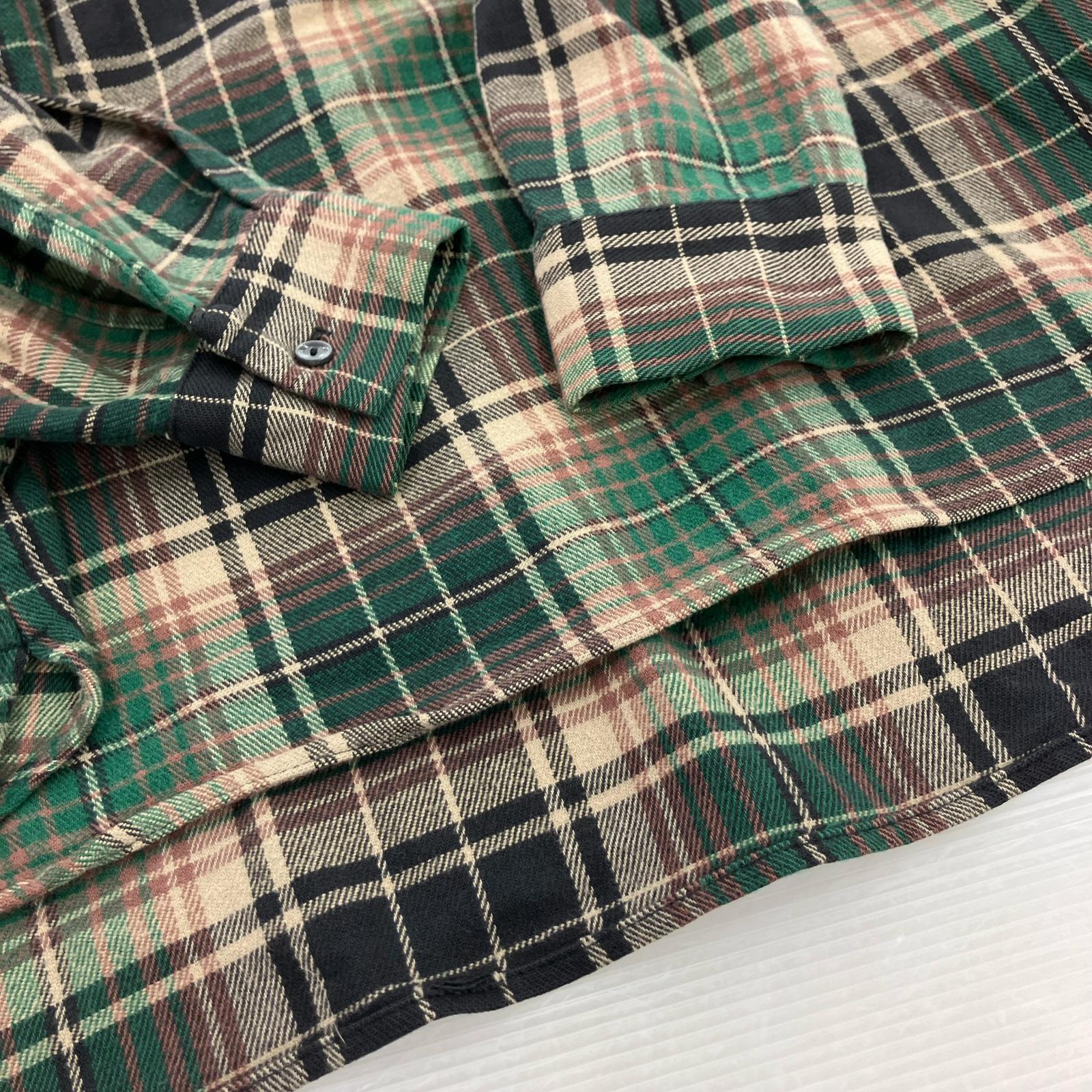 長袖シャツ 90s USA製 Vermont flannel Co. チェック 緑 (M) M マルチカラー