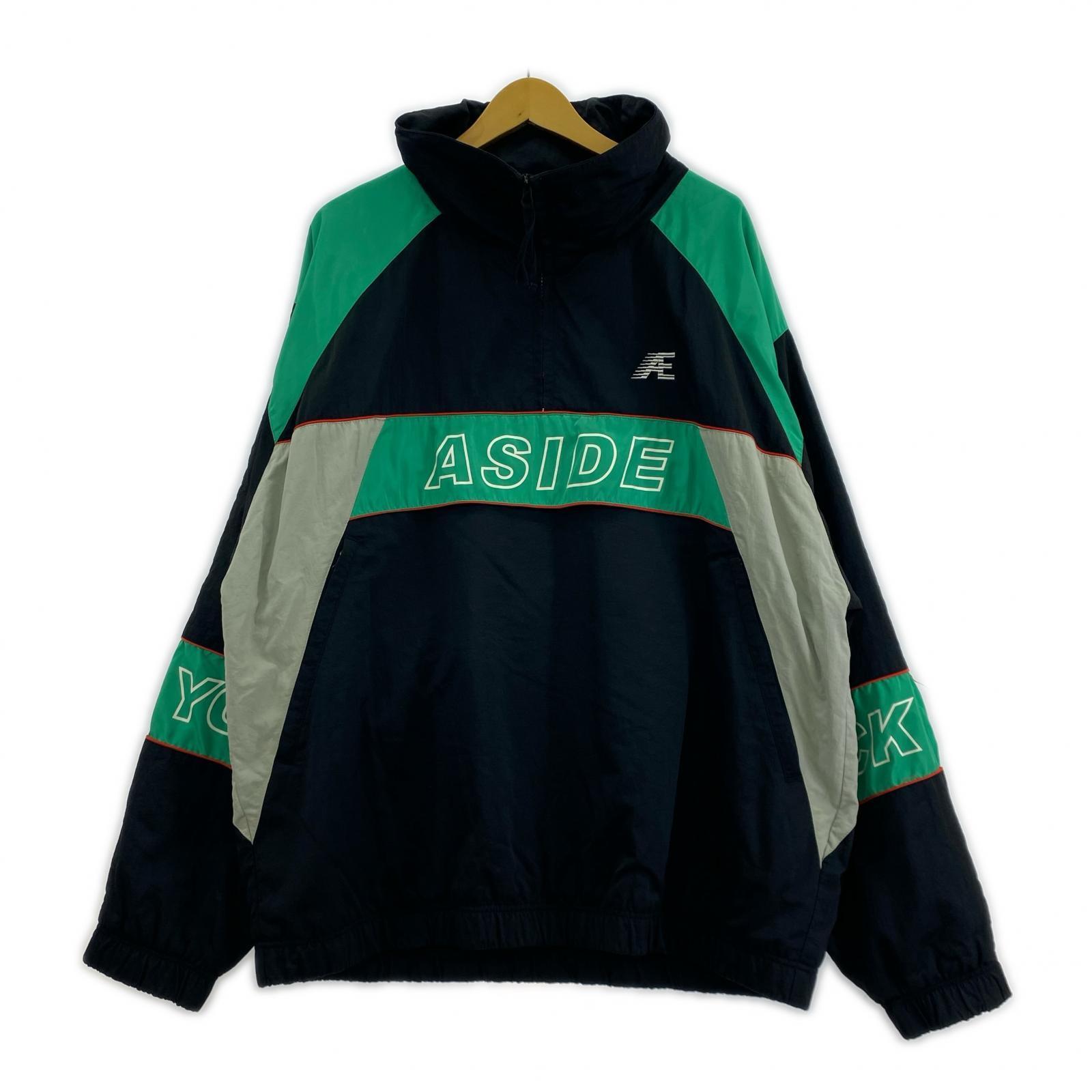 パーカー ASIDE アノラックパーカー ブラック×グリーン
