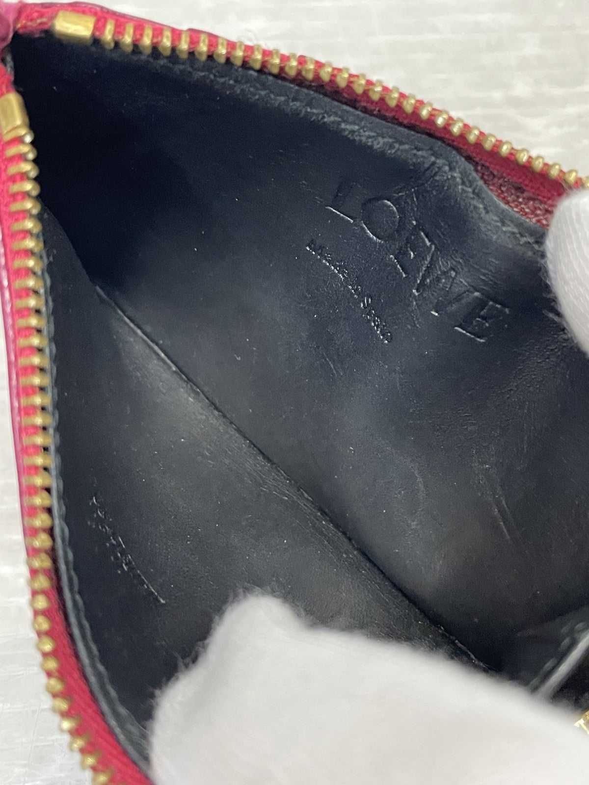 LOEWE L字ジップ カード×コインケース マゼンタピンク
