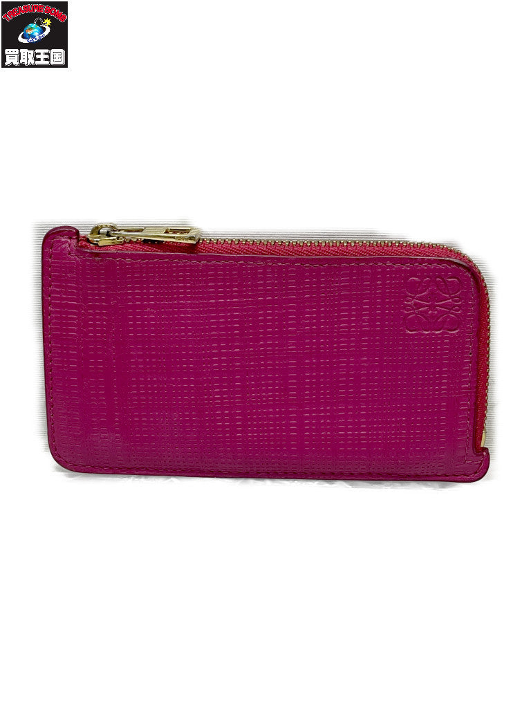 LOEWE L字ジップ カード×コインケース マゼンタピンク
