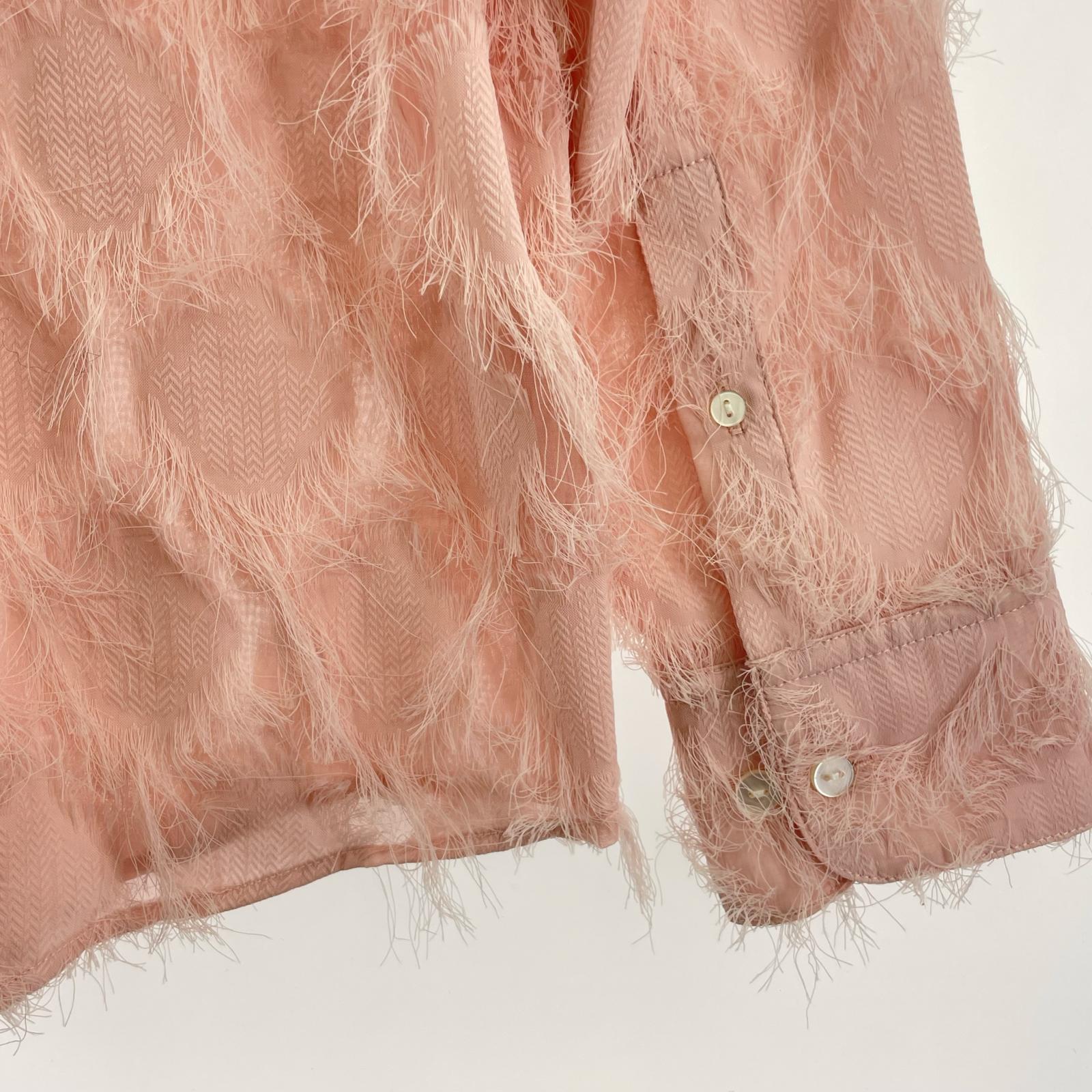 長袖シャツ seyto See through jacquard fringe shir 2 ピンク