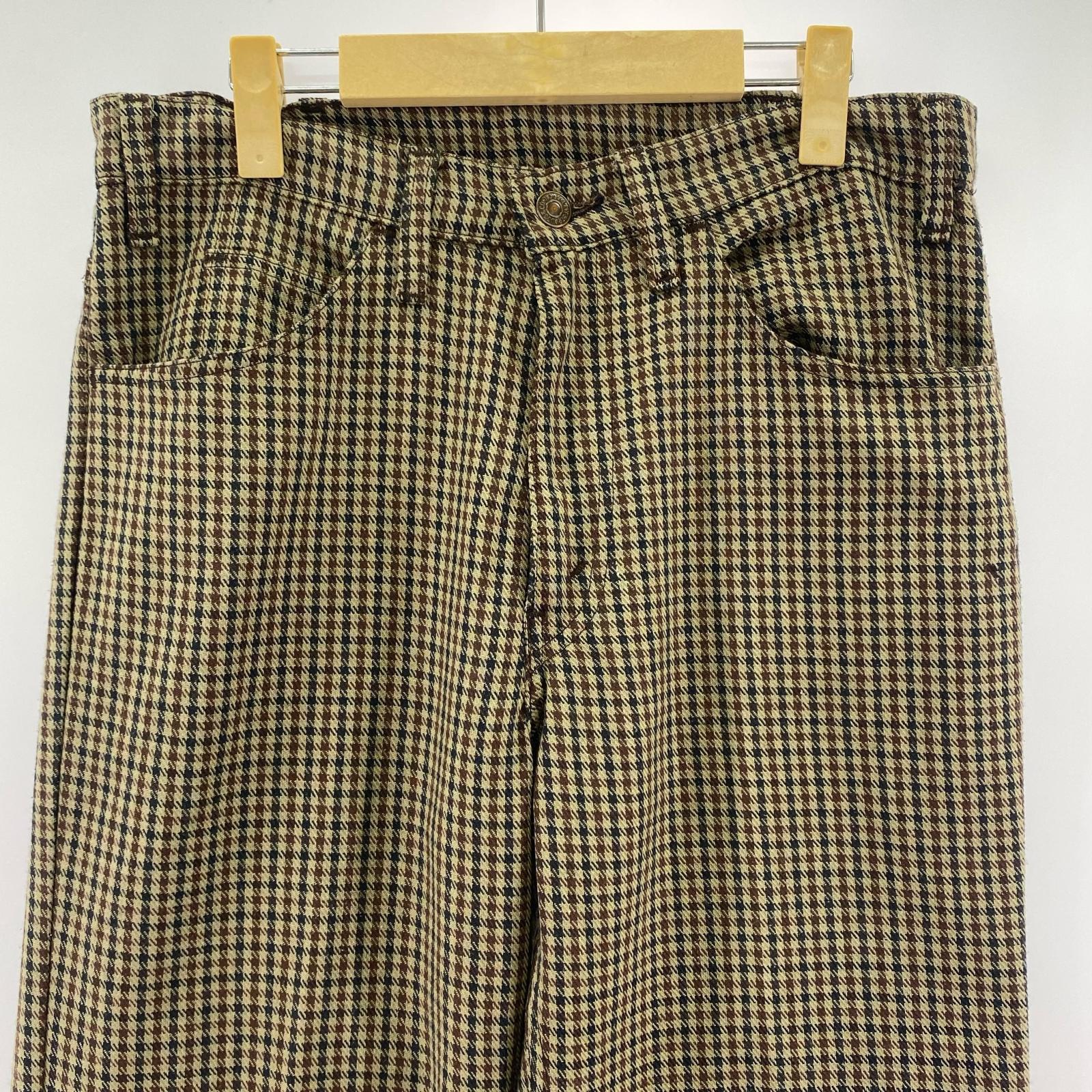 パンツ チェック柄 (32) ベージュ
