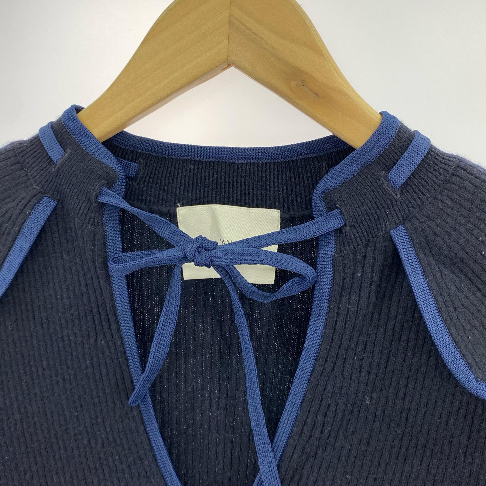 ワンピース tan 22aw ドッグレッグニットワンピース フリー ネイビー