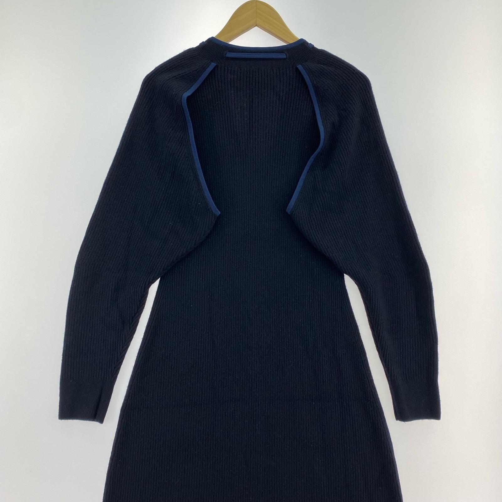 ワンピース tan 22aw ドッグレッグニットワンピース フリー ネイビー