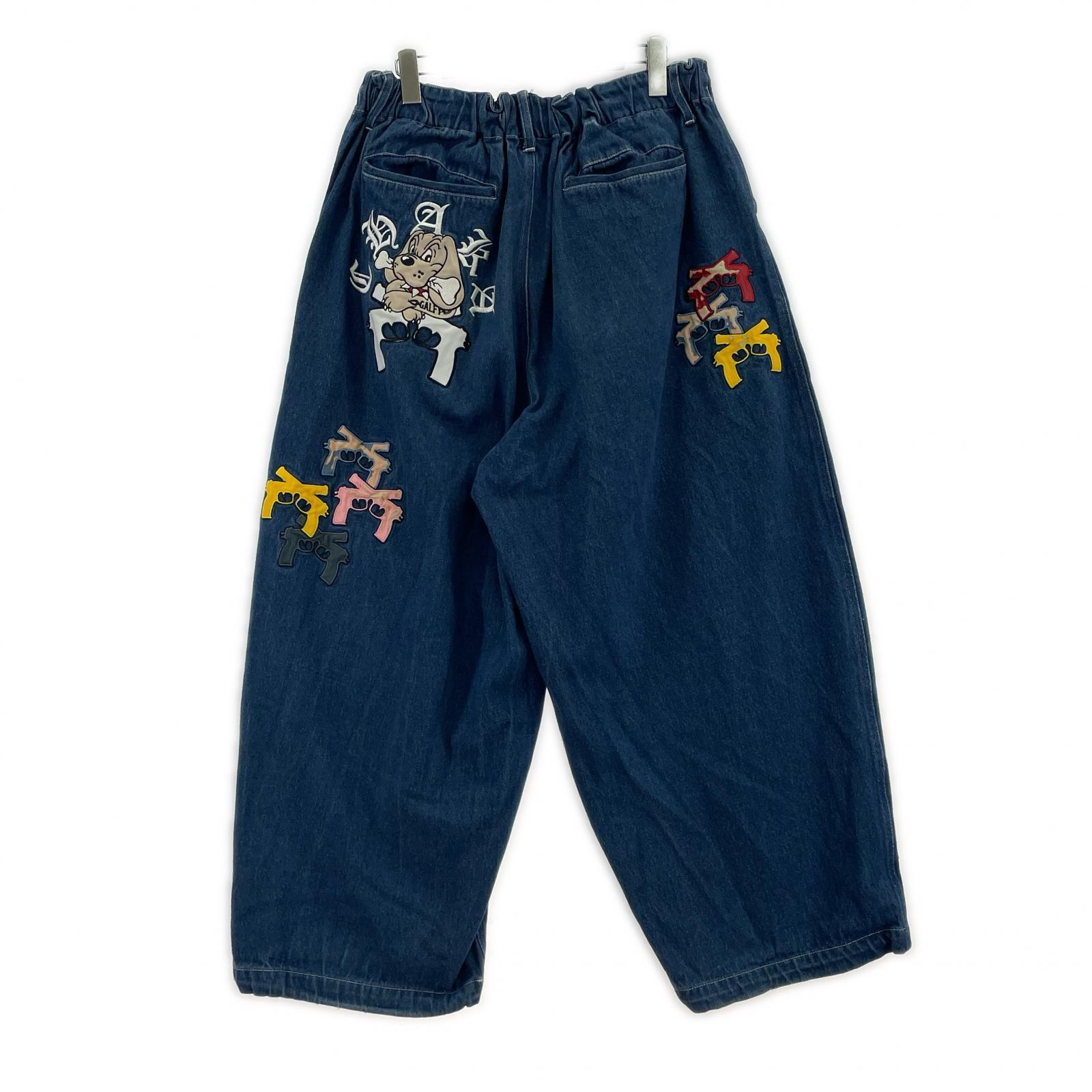 デニムパンツ GALFY チャカパッチ 青 (XL)