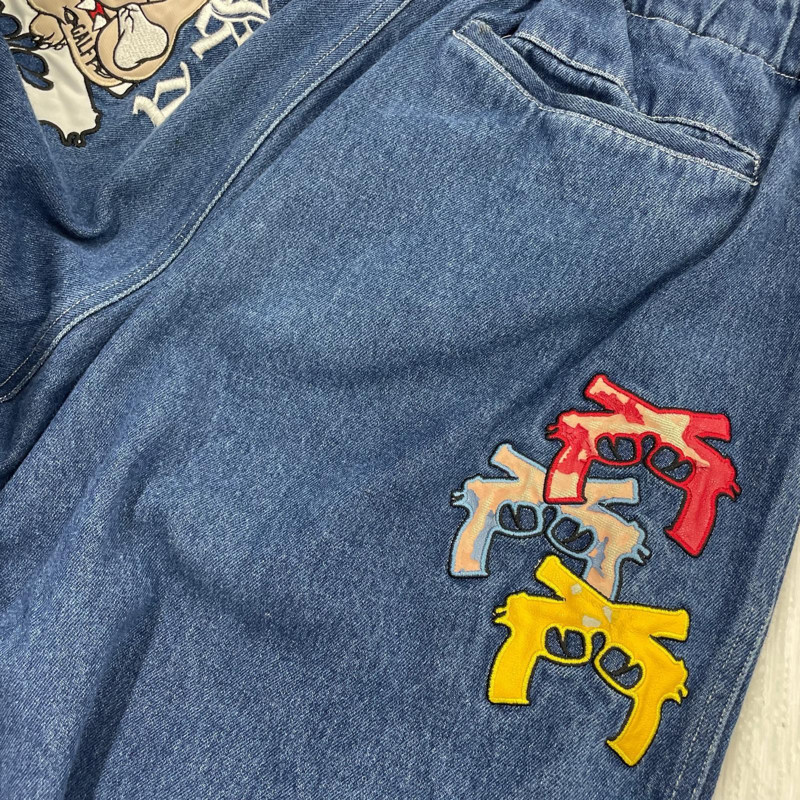 デニムパンツ GALFY チャカパッチ 青 (XL)