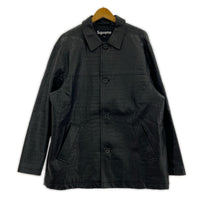 レザージャケット Supreme 22SS Faux Croc Car Coat フェイククロコカバーオール M 黒 M ブラック