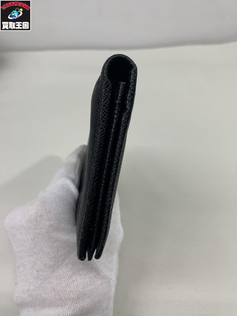 マン ラージウォレット 二つ折り財布 レザー 黒 2412667Y