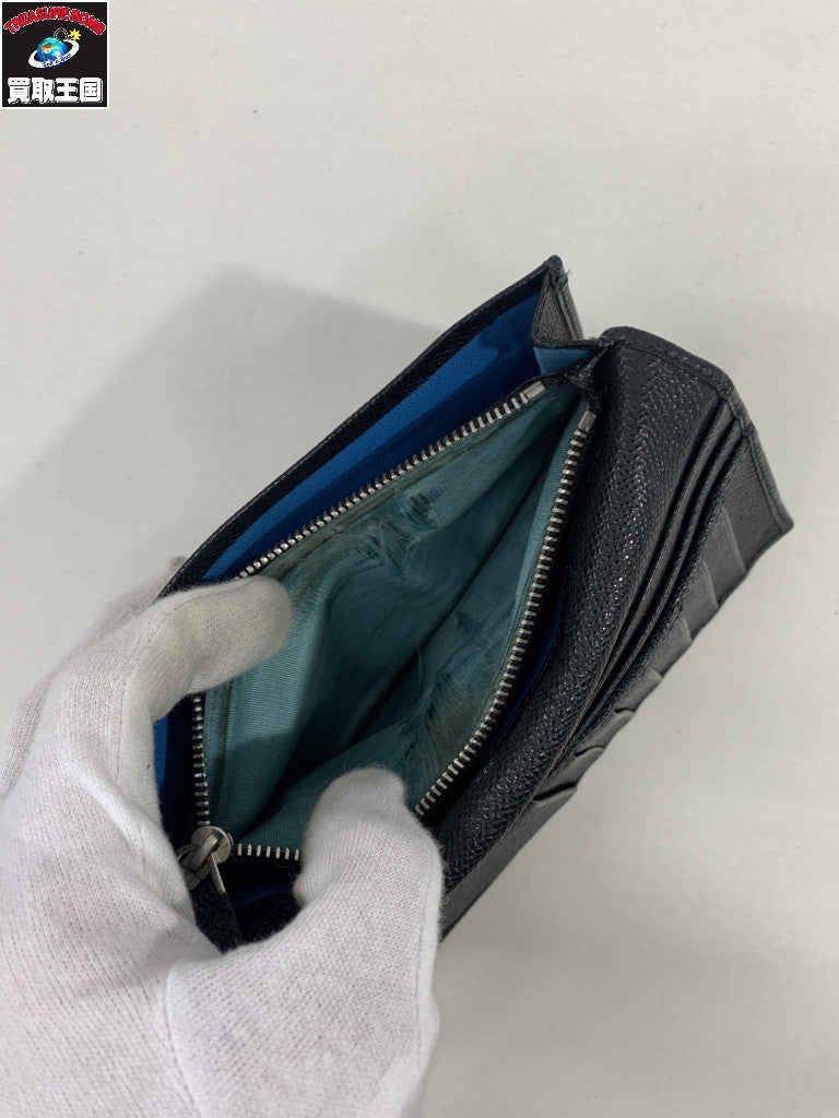 マン ラージウォレット 二つ折り財布 レザー 黒 2412667Y