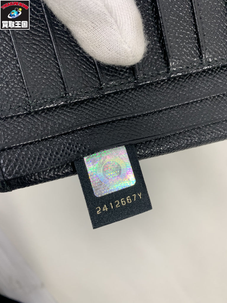 マン ラージウォレット 二つ折り財布 レザー 黒 2412667Y