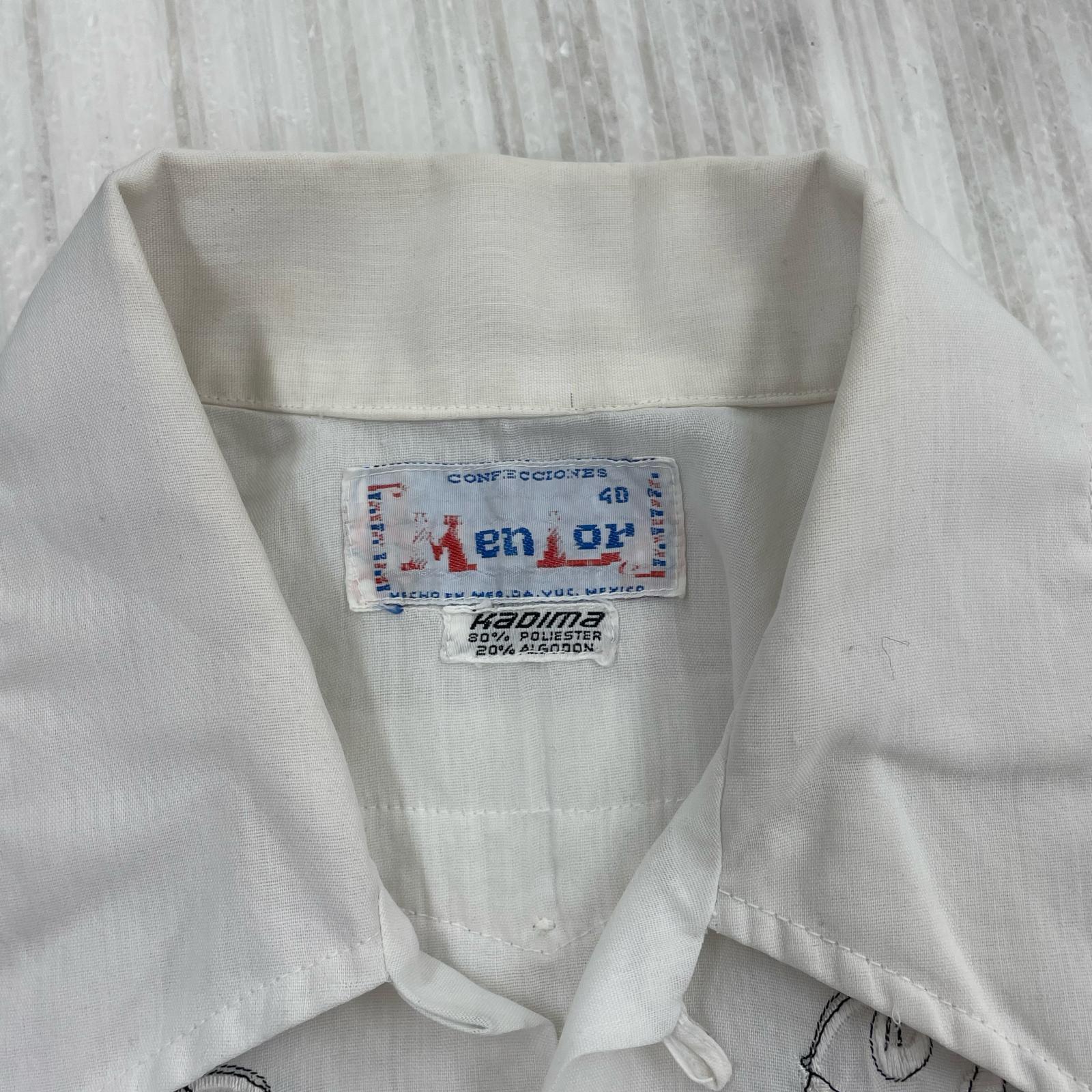 半袖シャツ 70S Men Lor キューバシャツ 白 40 ホワイト