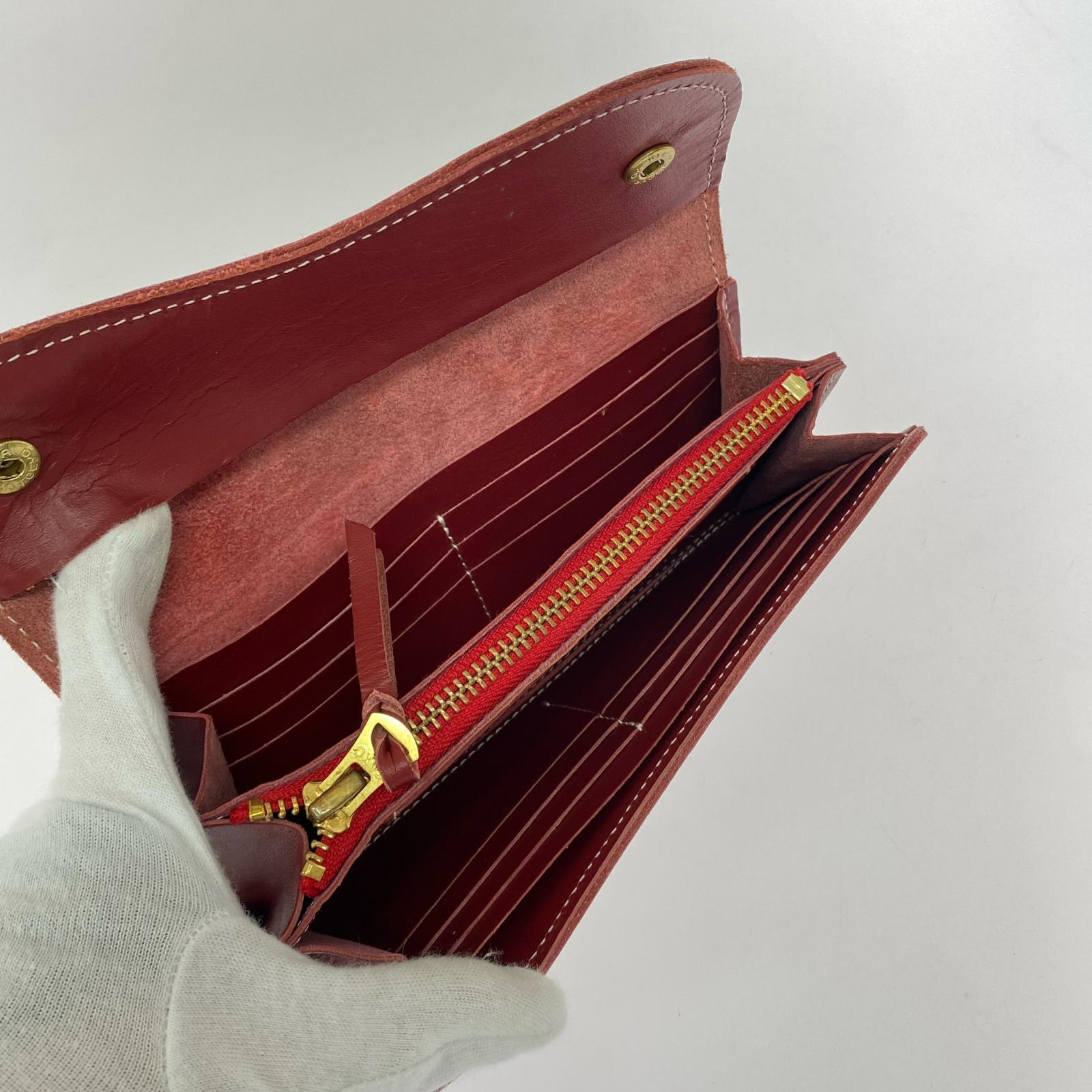 長財布 革蛸 レザーロングウォレット レッド