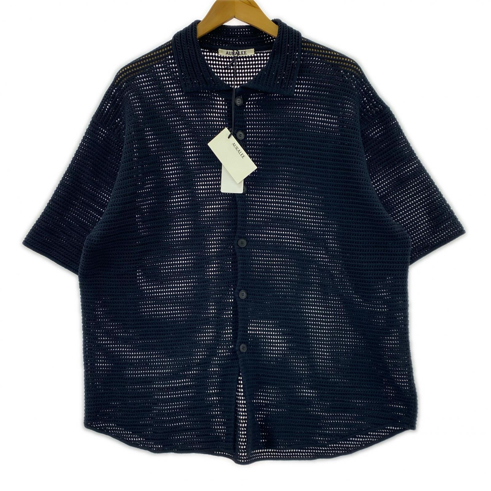 半袖シャツ COTTON MESH KNIT HALF SLEEVED SHIRT-3 3 ネイビー