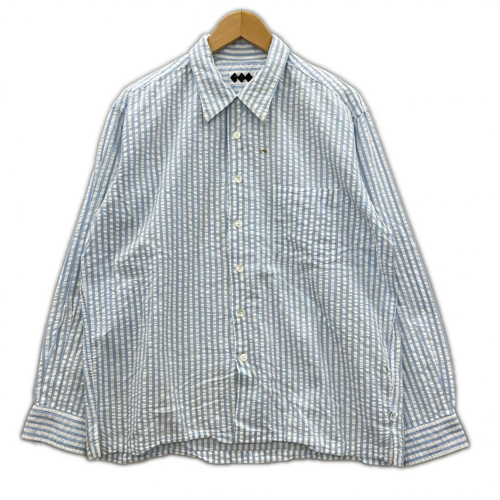 長袖シャツ GOODENOUGH FINNESE L/S ストライプシャツ 青 白 M
