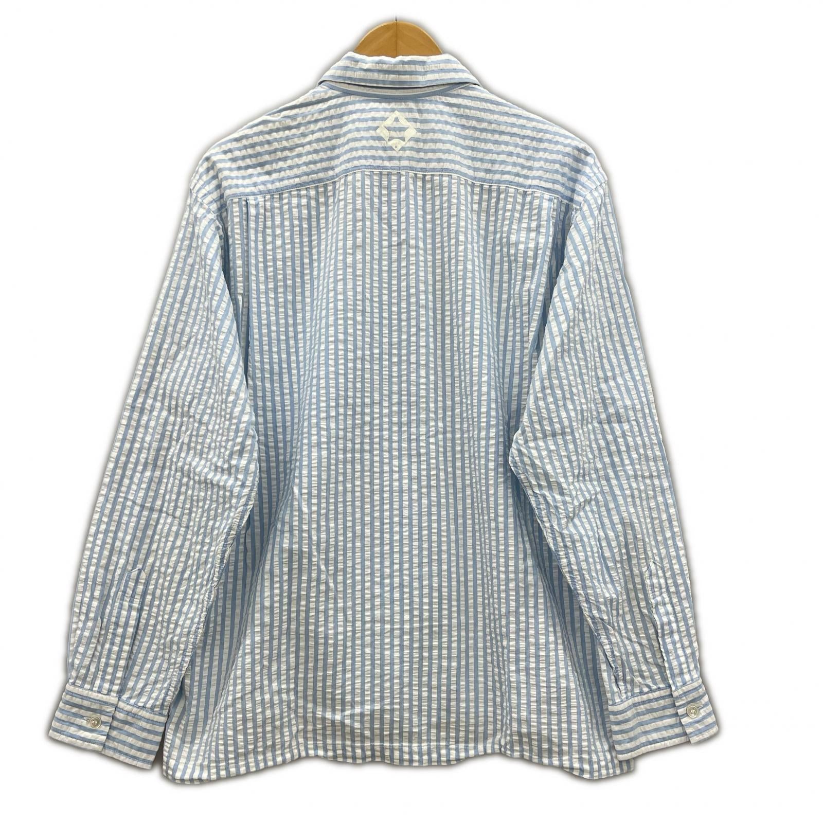 長袖シャツ GOODENOUGH FINNESE L/S ストライプシャツ 青 白 M