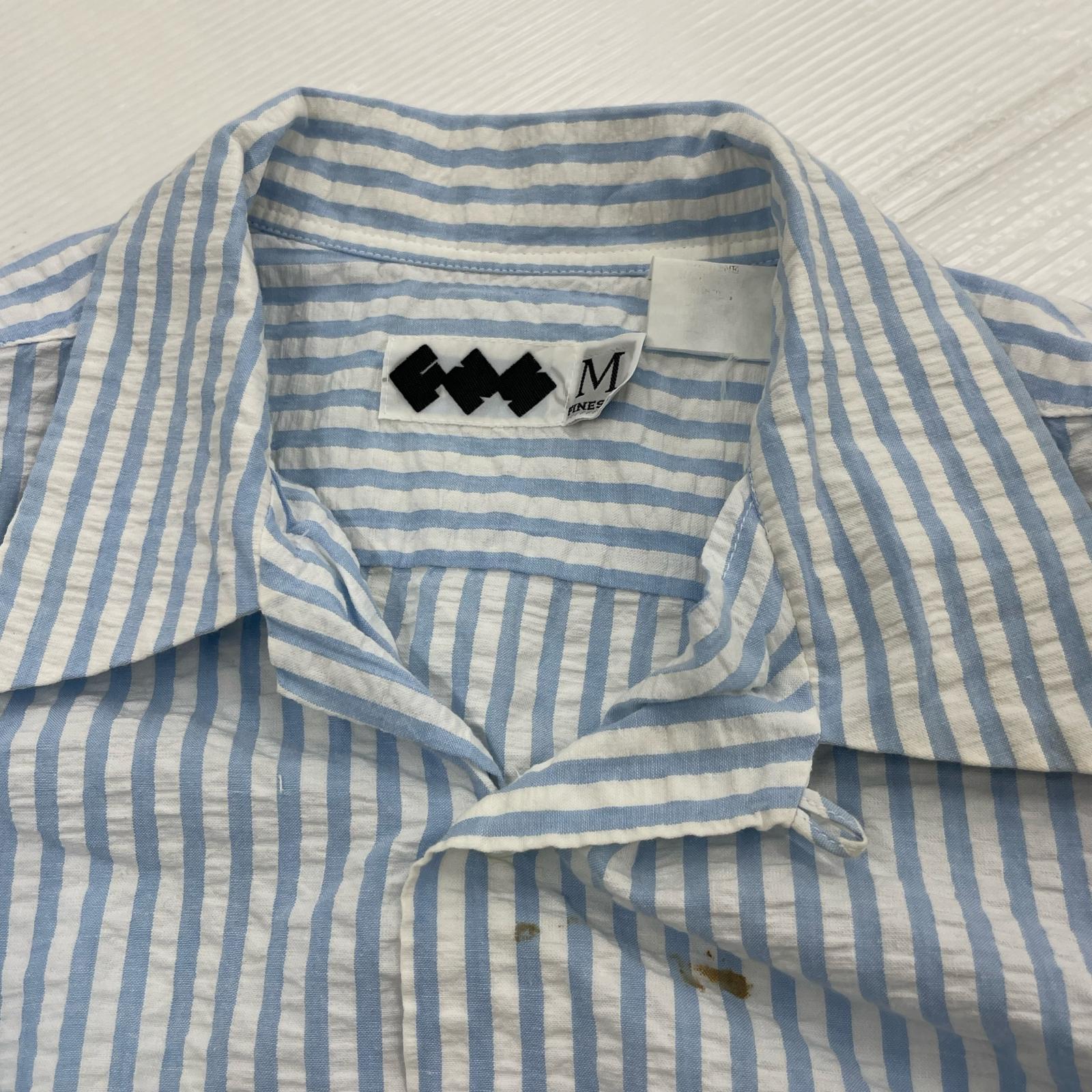 長袖シャツ GOODENOUGH FINNESE L/S ストライプシャツ 青 白 M