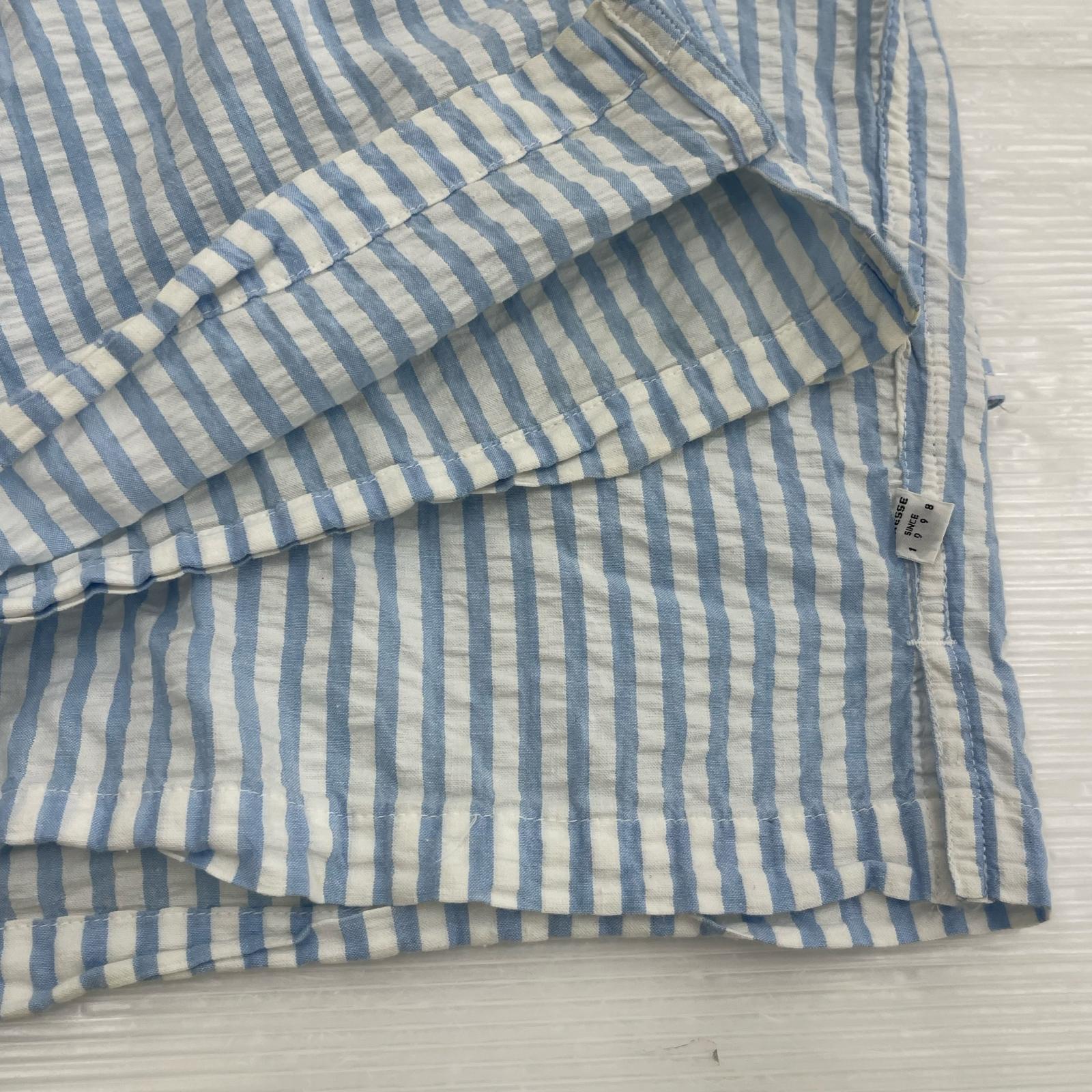 長袖シャツ GOODENOUGH FINNESE L/S ストライプシャツ 青 白 M