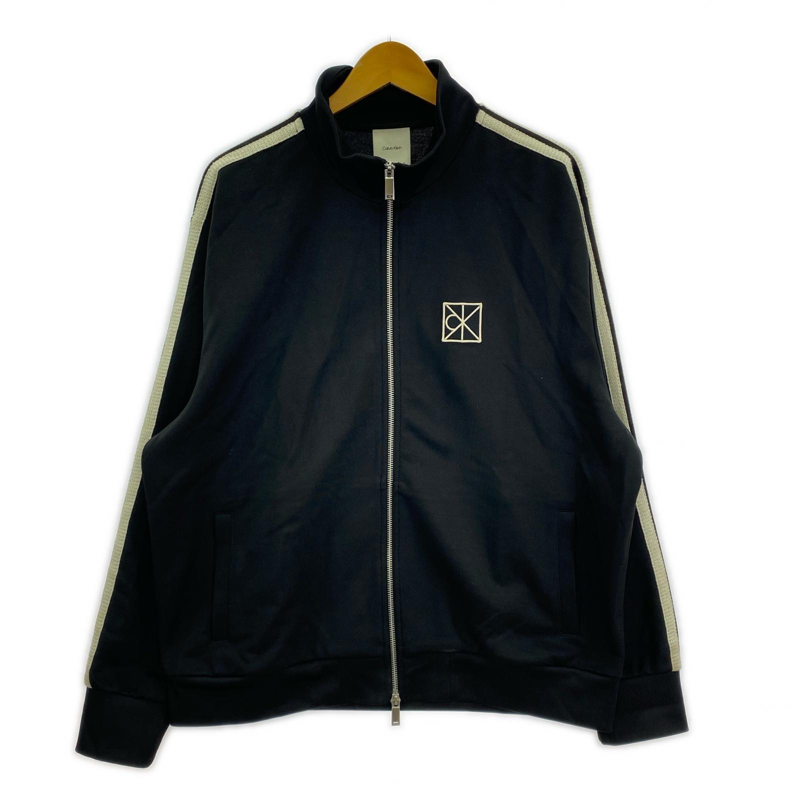 ジャケット Calvin Klein ダンボールニットストライプトラックジャケット M ブラック