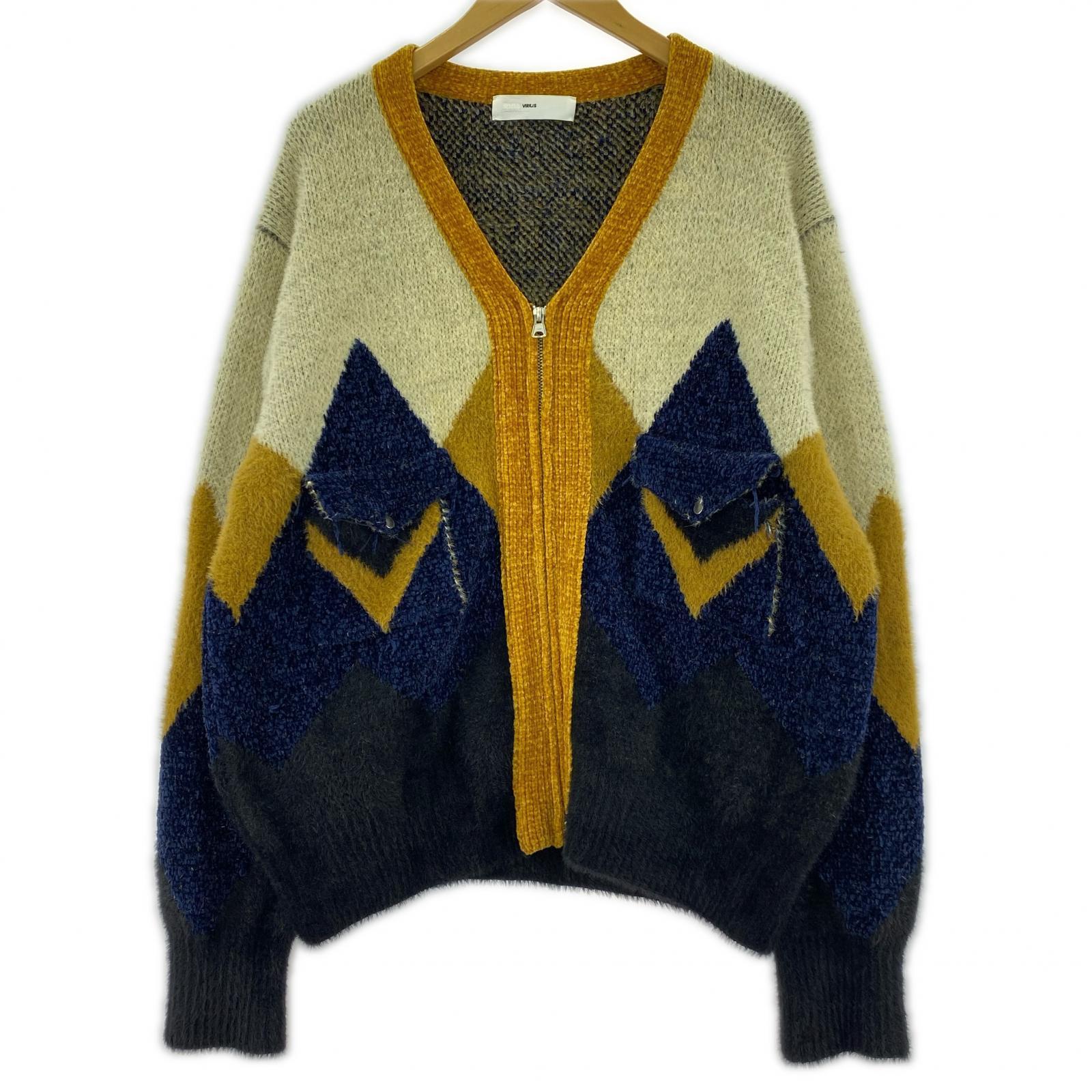 カーディガン 22AW/Jaquard Knit Cardigan/サイズ48 48 ネイビー