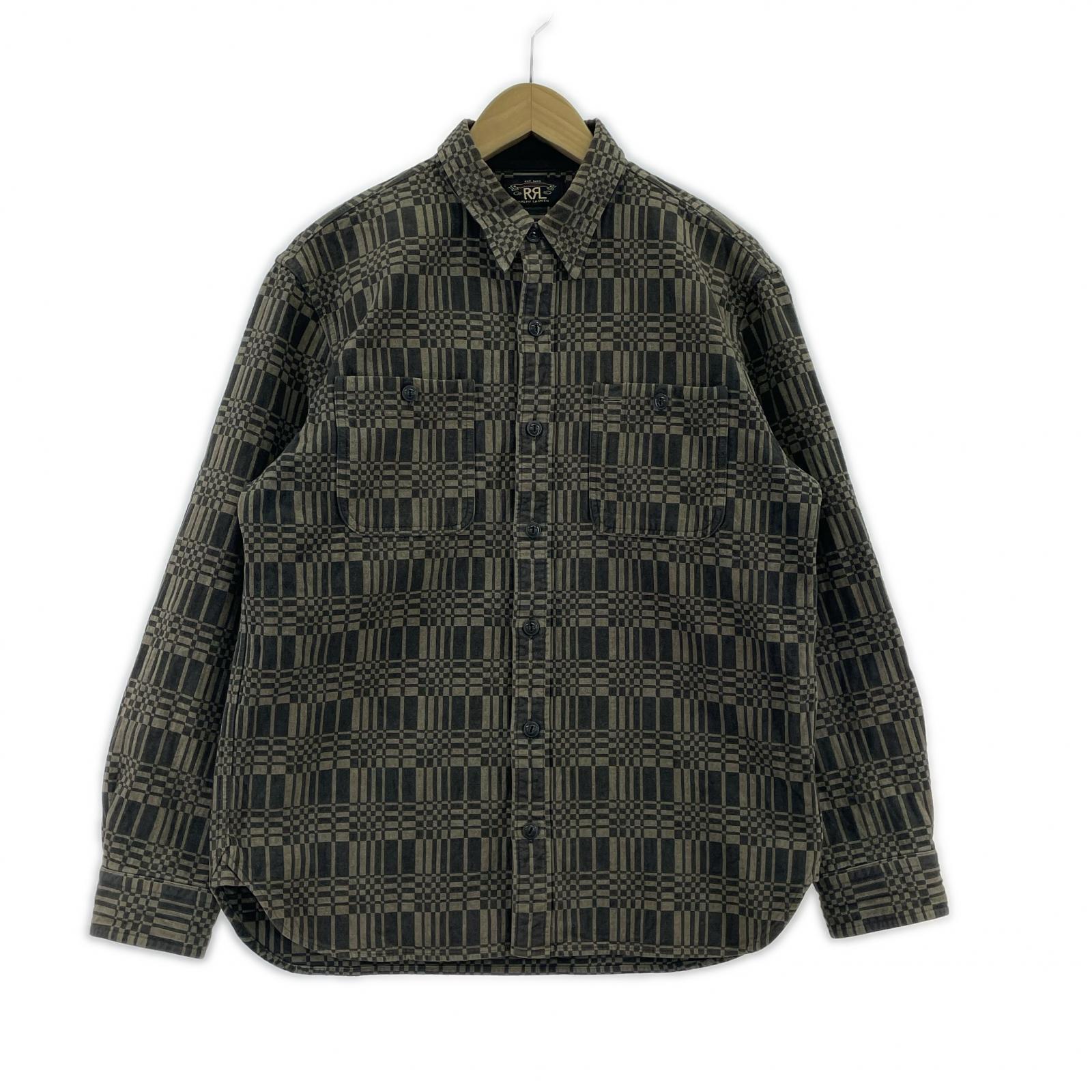 長袖シャツ RRL ジャガード織り 総柄シャツ M グレー